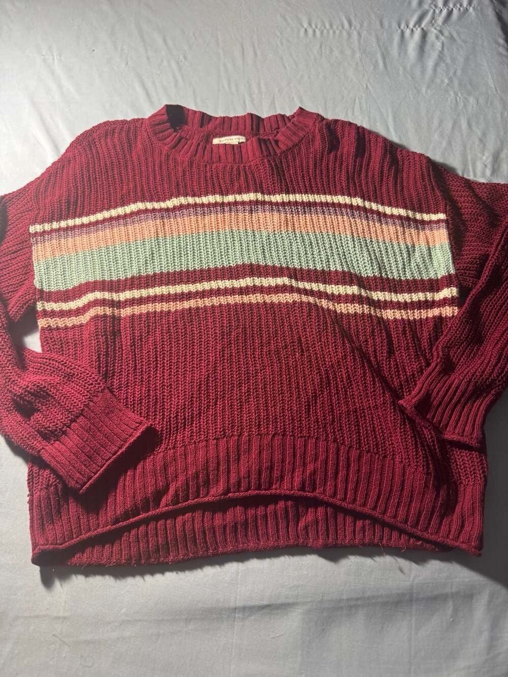 American Eagle Sweater Size S Striped Knit Burgundy